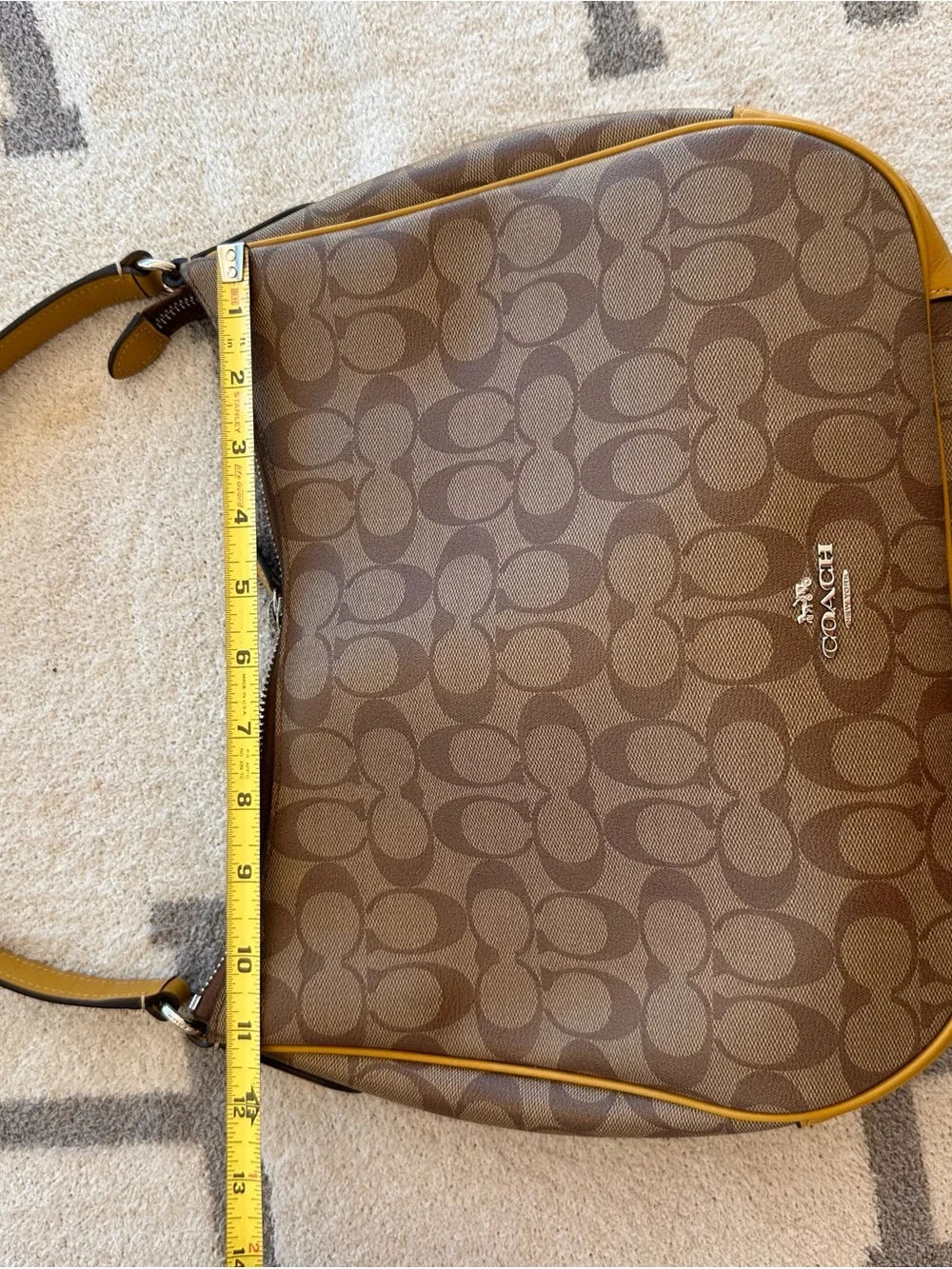 Coach Brown 2018 Laureal Hobo Bag with Yellow Trim